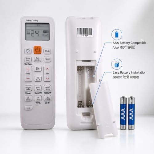 Image of Compatible Samsung AC Remote Control Replacement for Split & Window AC (1 Ton, 1.5 Ton, 2 Ton, Inverter Models) | Model 90A | Match with Old Remote, 2 Step Cooling