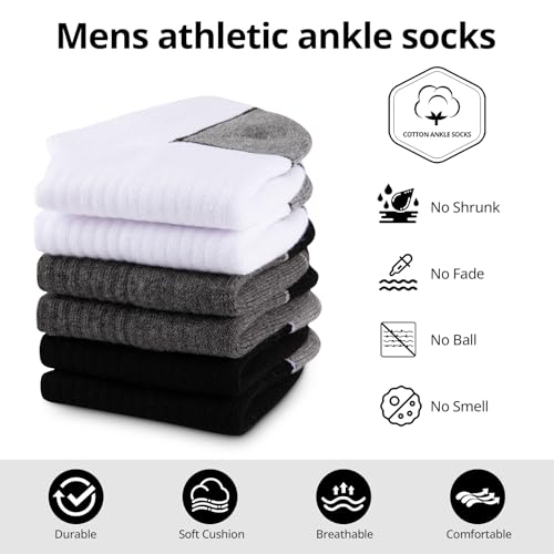 COOVAN Mens Cotton Ankle Socks 8 Pack Athletic Low Cut Socks for Men Sport Running Sock 8 Pairs3