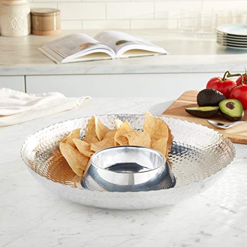 Kindwer Hammered Aluminum Chip And Dip Bowl, 16-Inch, Silver #TOP4
