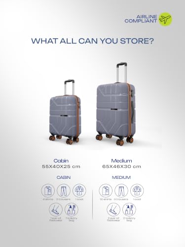 Image of Safari Broadway 8 Wheels Set of 2 Trolley Bag, Hard Case Polypropylene, 360 Degree Wheeling Carry-on & Checkin Luggage for Men & Women, Suitcase for Travel, Trolley Bags for Travel, Flintstone