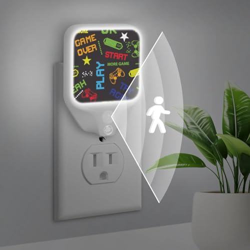 Image of Gamer Gamepad Plug-in Led Night Light with Auto Dusk to Dawn Sensor for Room Decor, Adjustable Brightness Warm White Lights for Hallway,Bedroom, s Room, Kitchen, Stairway