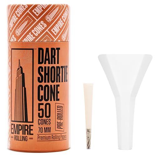 Empire Rolling Dart Cones – 50 Ultra-Smooth Pre-Rolled Cones with Packer | 70mm Compact Size, Slow Burn, Natural Fibers, Eco-Friendly, Travel-Ready Smoking Cones