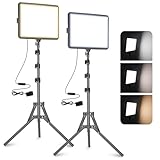 Arsoer Video Licht, 2-25x20 cm 23W LED Studio Fotolicht Set, Dimmbares 2800–7000K Fill-Licht für Video/Streamen von Selfies/Porträts im Innenbereich, 185cm Kamera Licht mit Stativ & Adapter，CRI>97