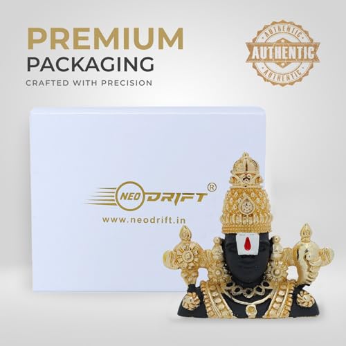 Image of Neodrift Lord Venkateswara Idol for Car Dashboard (Real 24kt & 999 Silver Plated, Dual-Tone Gold & Silver) (Model ND15) - Enhance Your Drive