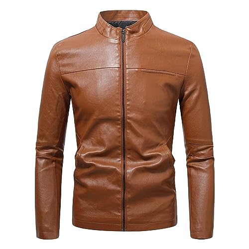 Chaqueta de cuero slim fit para hombre miniatura 1