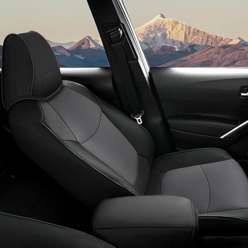 Image of AOMSAZTO Custom Fit for Toyota Corolla Cross Hybrid 2023 2024 2025 Faux Leather Car Seat Covers Full Set Compatible Airbag Corolla Cross Hybrid S,SE,XSE Seat Protector Sedan Black+Grey
