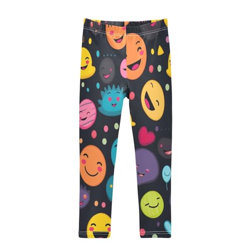 Bolaz Toddler Girls Leggings Printed Yoga Pants Leggings Smiling Face Two for Kids