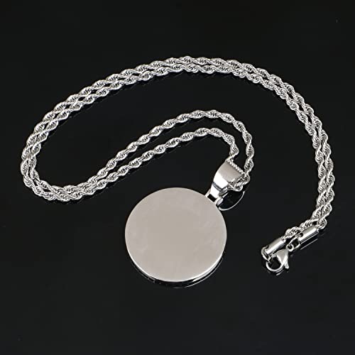 Yimeraire Memory Pendant Necklace Personalized Picture Pendant Round Photo Necklace Tennis Chain With Pendant For Men July Decoration Hip Hop Jewelry #TOP3