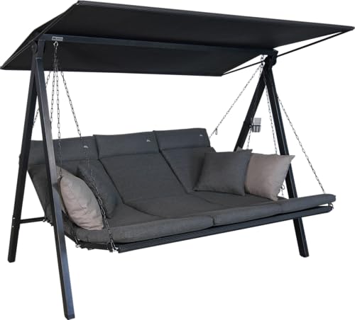 Angerer Balancelle de Jardin Lounge Smart, 3 Places, Structure en Acier Galvanisé, Tissu Textilène, avec Toit Pare-Soleil, Coussins Lavables, Fabriqué en...