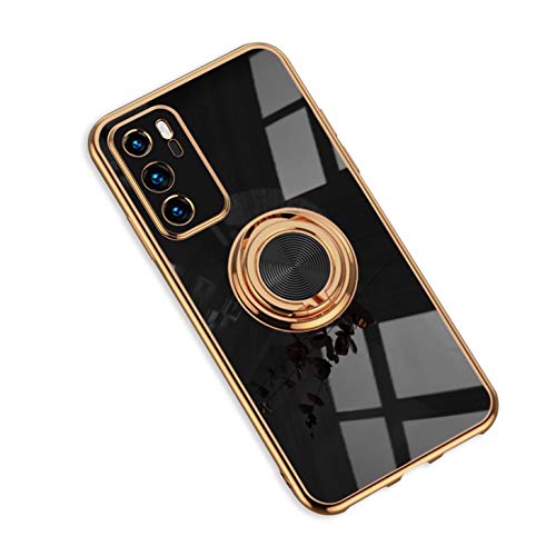 Jacyren Funda para Huawei P40, funda protectora para Huawei P40, funda para Huawei P40, carcasa de silicona TPU ultrafina, soporte magnético para coche, soporte de 360 grados para dedos, color Negro,