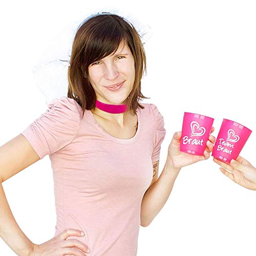 Oblique Unique® Halsband Halskette Damen Mädchen Kette Choker Pink für JGA Junggesellinnenabschied Party - Menge wählbar (Menge 1)