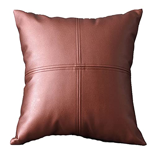 Joielavie Housse de Coussin PU Cuir Carreau Grille Puzzle Géométrique Carré Fermeture à Glissière Taie d'oreiller Moderne Classique Décoration Canapé Lit Maison Sofa 45X45CM #3 Cover