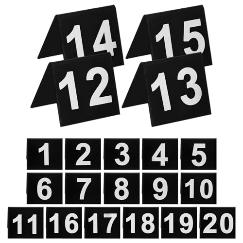Chevalets numéros de table en acrylique noir et blanc lot de 20 marqueurs pour restaurant
