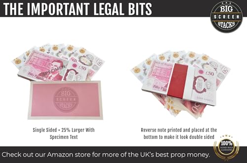 BIG SCREEN STACKS | Prop Money for Films and TV - 100 Notes of New King Charles £50 | Fake Money for Content Creation | Realistic UK Money £5000 | Fake Pounds for Movies and content creation