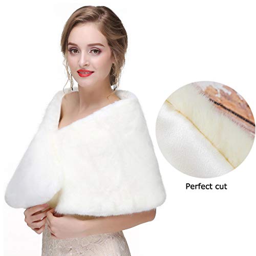 Olbye Yfe Women's Faux Fur Shawls Wraps Wedding Sleeveless Fur Wrap Shawl For Women 1920s Fur Stole Capelet2