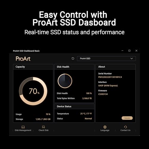 Image of ASUS ProArt PA40SU SSD Enclosure - USB4 40 Gbps, USB-C, Tool Free Installation, NVMe SSD Support, Smart Cooling, Ultraslim, Compatible with Windows 11 and macOS, 1 Year Warranty