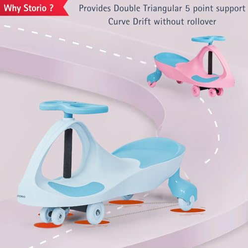 Image of Storio Boomer Kids Magic Swing Car Twister Ride On | Toy Car with PU Wheels | Toy Car for 3 to 5 Years | Push Ride on Baby Car,100 Kg Capacity | Birthday Gift for Kids Boys and Girls - Blue