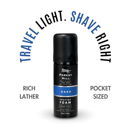 Image of Forest Hill Pack of 5 Aqua Pre Shave Foam For Men, Goodness of Olive and Argan Oil, Mulberry, Rosemary & Peppermint Extract, Prevent Cuts and Burns, Rich Lather, Cooling Hydrating Formula, Shaving Foam (Each 50g)
