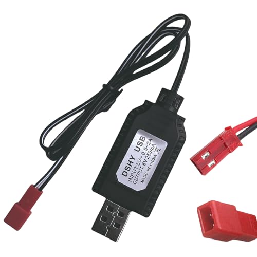 6.0V USB Charger Cable with JST 2 Pin Plug Compatible RC Car RC Plane RC Tank RC Boat and Other Remote Control Toys for Universal 6.0V 2S Lipo Battery (1)