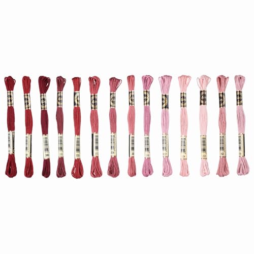 Image of PATIKIL 14 Skeins Embroidery Floss Polyester Embroidery Threads Bracelets String for Cross-Stitch Hand Embroidery, Garnet Gradient