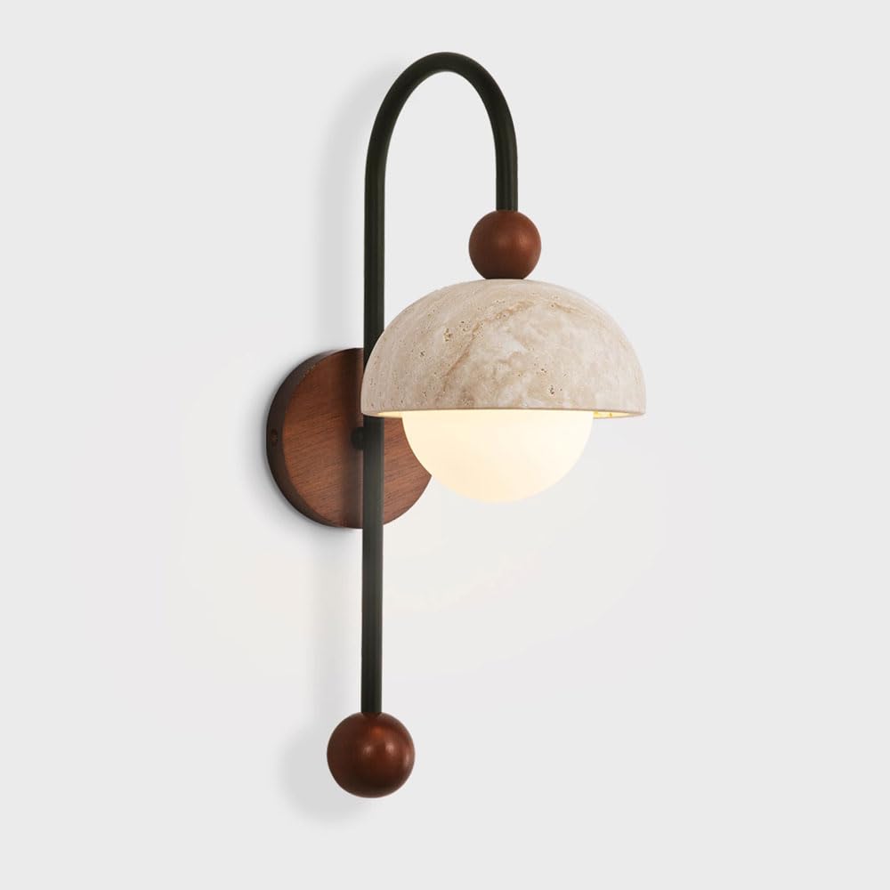 GUOGUOSM Natural Yellow Travertine Wall Sconce, Wabi Sabi Style Indoor Wall Light, G9 Screw Hard Wire Connection Wall Lamp, Bedside Corridor Living Room Decorative Lighting Fixtures