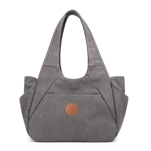 DOURR Light Women's Hobo Purses and Handbags with 3 Compartments Durable Cotton Canvas Shoulder Bag Daily Tote