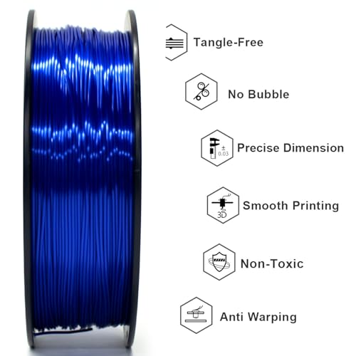 Image of Geeetech Metal Shine Filament 1.75mm for 3D Printer, Silk PLA 1kg (2.2lbs) Spool, Metallic Royal Blue 3D Printing Filament, Dimensional Accuracy + /- 0.02 mm