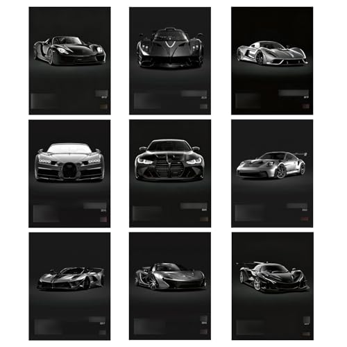 HIVTE 9 Piezas Lienzo Arte Pared 30x20 cm Coches Carreras Vintage Decoración Habitación Niños Hombres