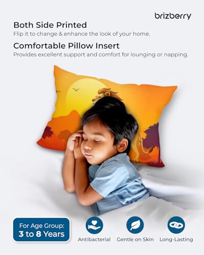 Image of Brizberry Kids Pillow Cushion with Super Soft Fabric | Animal & Cartoon Prints | 12x18 inches (Design 3)