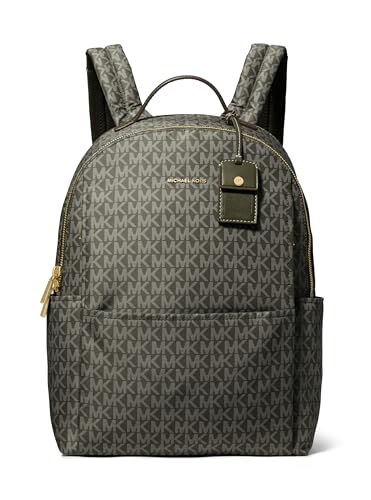 Michael Kors Sable Large Backpack, Gold-Tone Hardware/Tonal MK Signature Nylon/Ivy
