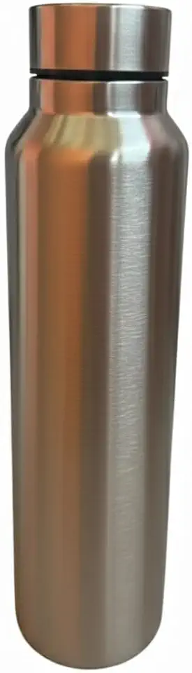 Garrafa de Metal de Aço Inoxidável 1000ml Prata Tampa Rosqueável Design Moderno para Esportes e Uso Diário
