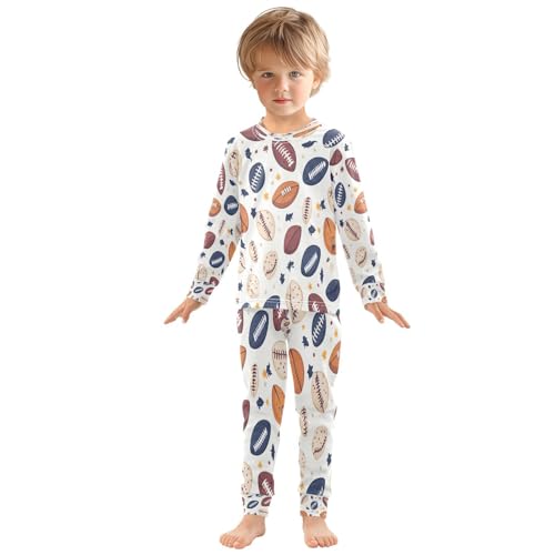 Pajama Sets Long Sleeve American Football Basketball Soft Comfy Sleepwear 2 Piece PJS 3-8T2