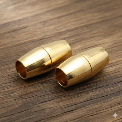 Image of Beadsnfashion 10 Pcs Oval Magnetic Leather Cord Connectors Clasp 16x8 mm, 4.75mm Hole Size- Gold Finish | Premium Magnetic Clasp for Jewellery Making, Bracelets & Necklaces | Essential Jewelry Findings for DIY Crafting