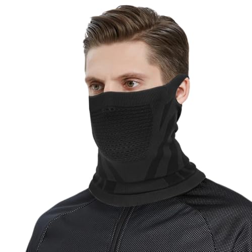 2XK-NOV Cache-Cou Élastique Coupe-Vent Hiver - Tour de Cou pour Homme et Femme, Masque Suspendu aux Oreilles, Écharpe à Bouclepour Le Ski, Vélo, Moto, Chasse (noir)