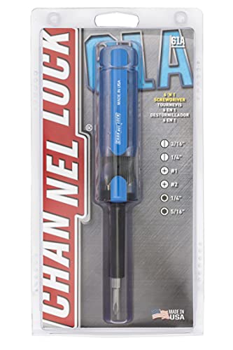 Channellock 61A 6N1 Screwdriver With Nut Driver Acetate Handle, Black Oxide Coated #TOP3