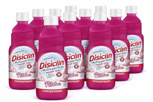 Disclin Petalos – Pack 12 unidades - Caja completa - Limpiador Multiusos Concentrado Aroma Petalos, pH Neutro, Sin Lejía, Apto para Todo Tipo de Superficies, 1 Litro - Rasmacor