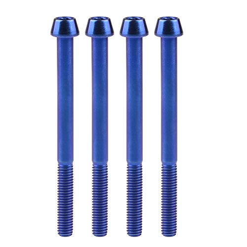 Image of Titanium Ti Bolt M5x9 16 18 20 25 30 35 40 45 50 55 60mm Tapered Head Screws pack of 4 (M5x60mm, Blue)