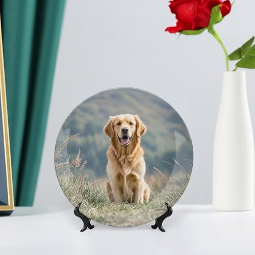 Plato decorativo Golden Retriever Bone China 7 pulgadas miniatura 6