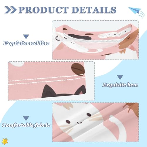 Boys Short Sleeve T-Shirts Cute Cat Cartoon Rashguard Kids Swim Shirts Sun UPF 50+3