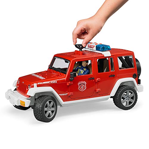 Bruder 02528 Jeep Rubicon Fire Rescue Vehicle, For 48 Months To 180 Months, With Lights & Engine Sounds With Fireman Figurine #TOP4