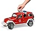 Bruder Jeep Rubicon Fire Rescue Vehicle with Electronic Emergency Siren Sounds and Fireman Figurine