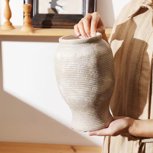 9 Inch Ceramic Flower Vase - Rustic Farmhouse Pottery Vase - Image 3