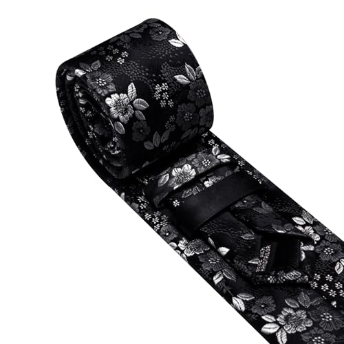 Image of Barry.Wang Men Tie Set Floral Paisley Silk Necktie Pocket Square Cufflinks Formal Wedding Party Business