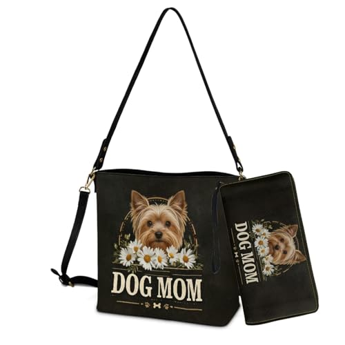 Image of Bucket Crossbody Bag Set for Women Lady, Leather Purse and Wallet Set Large Bucket Bag with Wallet