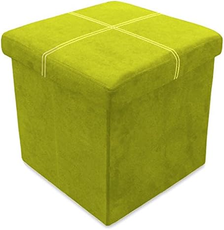 Storeasy Apple Green Faux Suede Folding Storage Ottoman โ Large Single Seat