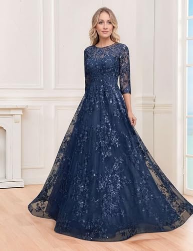 Sequin Mother of The Bride Dresses for Women Long Sleeve Evening Gown Formal3