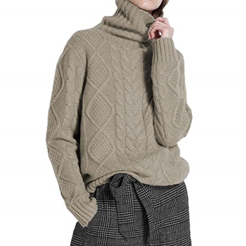 Image of Wool Sweaters Women's Turtleneck Pullover Female Loose Long Sleeve Tops Winter Thick Knitted Jumper