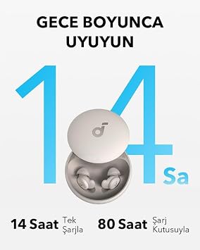 Soundcore by Anker Sleep A20 Bluetooth Kulak İçi Uyku Kulaklıkları, Huzurlu Bir Gece Uykusu, Krem, A6611