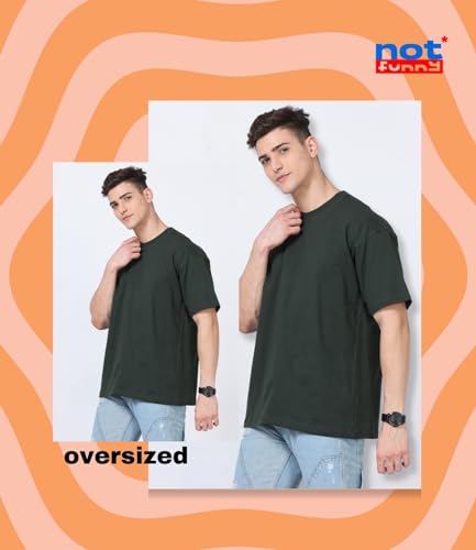 Image of Not Funny 280 GSM Pure Organic Cotton Oversized t Shirts for Men | Drop Shoulder Tshirt for Men & Boys (Available in Black, Blue, Beige,Orange & White)