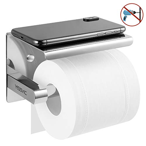 Porta Carta Igienica Adesivo ASOFTY In Acciaio Inox Con Mensola Per Telefono, Installazione A Vite O 3M, Per Bagno E Cucina